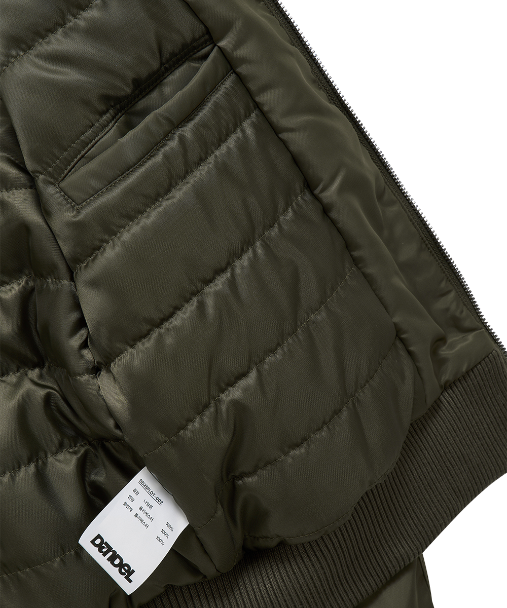MUSINSA公式 | DANDEL DD cropped studded MA-1 jacket (KHAKI)